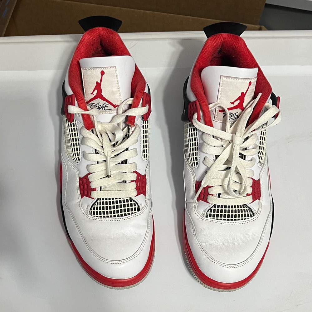 Jordan Men's White and Red Athletic Sneakers - Picture 2 of 8